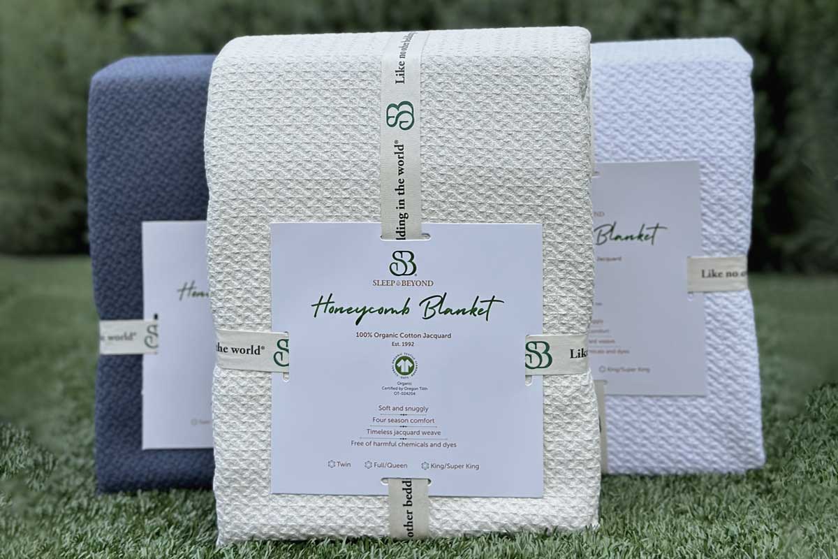 Organic Cotton Honeycomb Jacquard Blanket