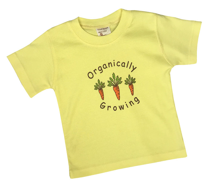 Organic Baby Tee – Yellow Carrots (1–2 Years)