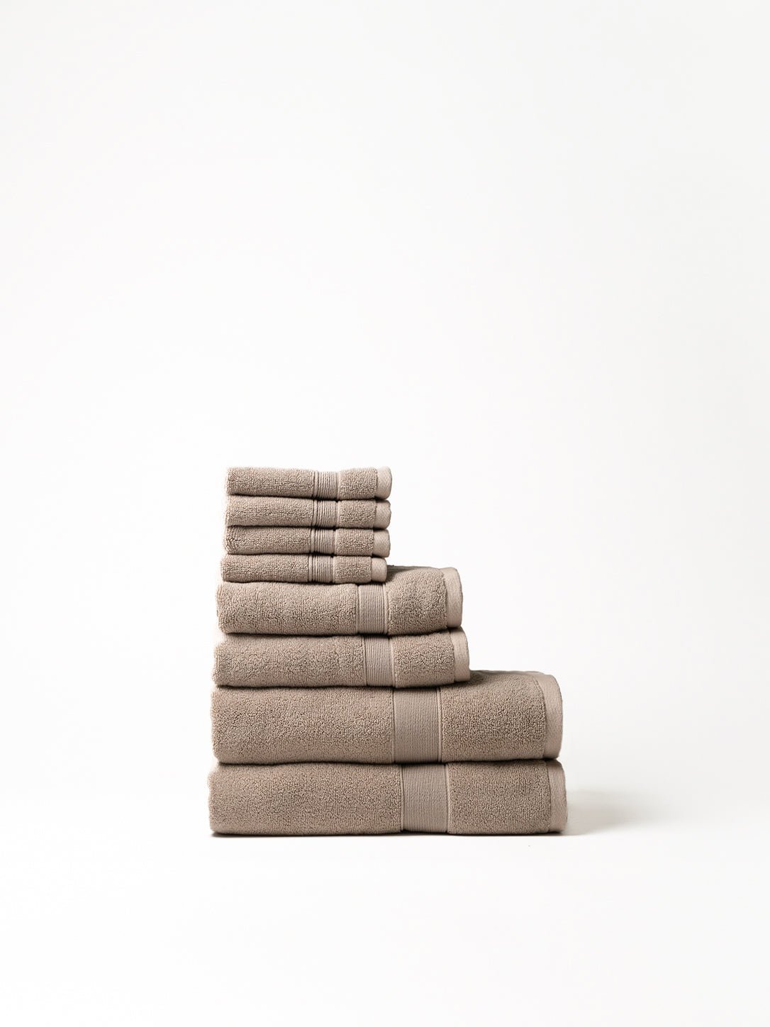 Sand luxe bath towel set folded with white background |Color:Sand