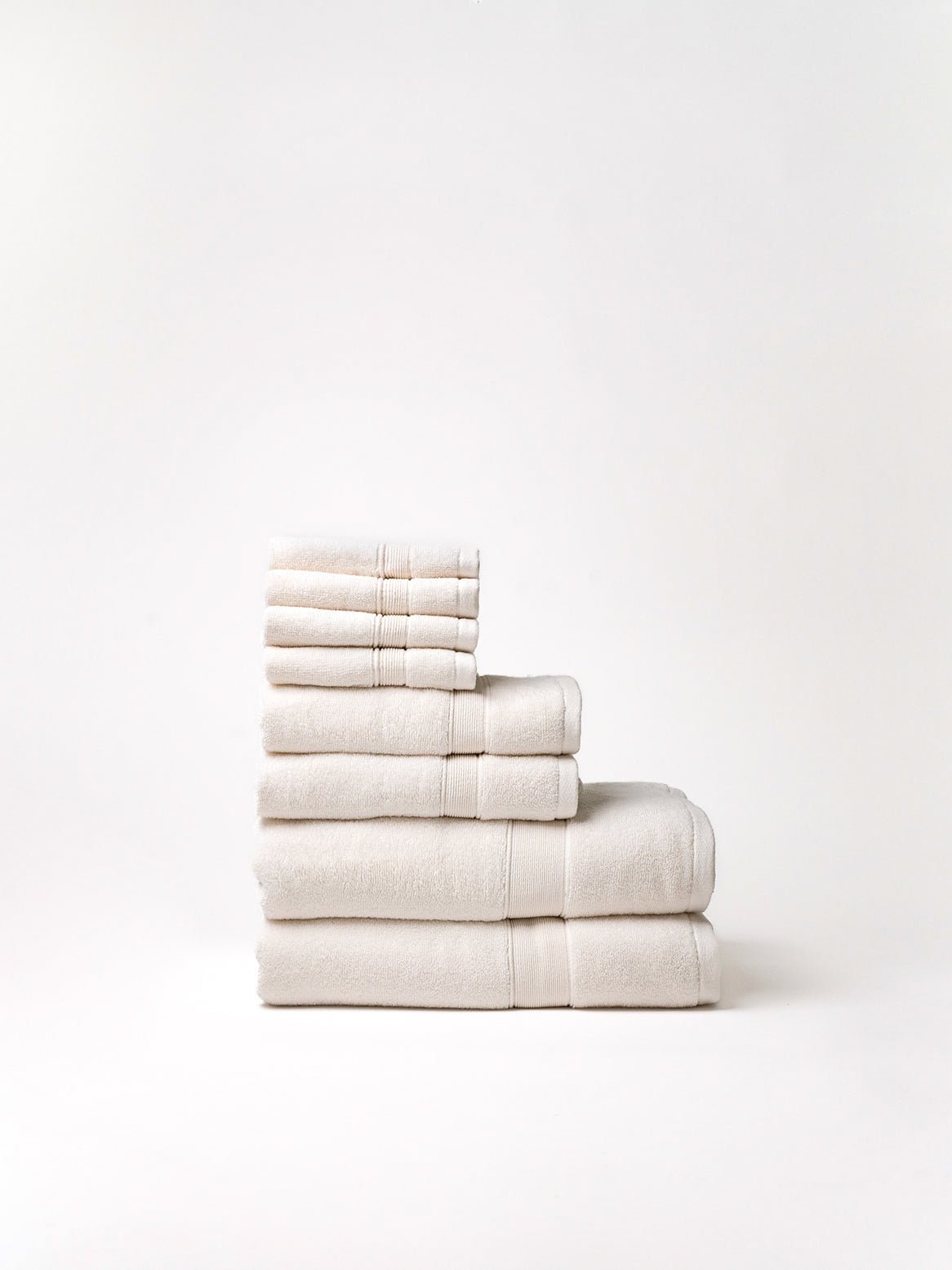 Seashell luxe bath towel set folded with white background |Color:Seashell