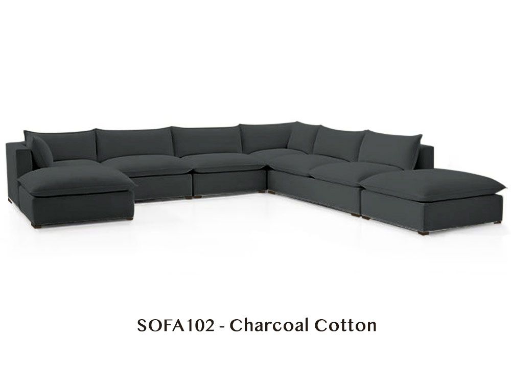 Natural/Certified Organic Armless Seven-Piece Modular Sofa
