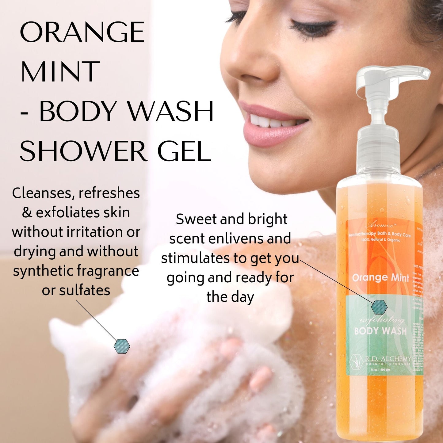 Orange Mint - Body Wash Shower Gel with Bath & Body Oil