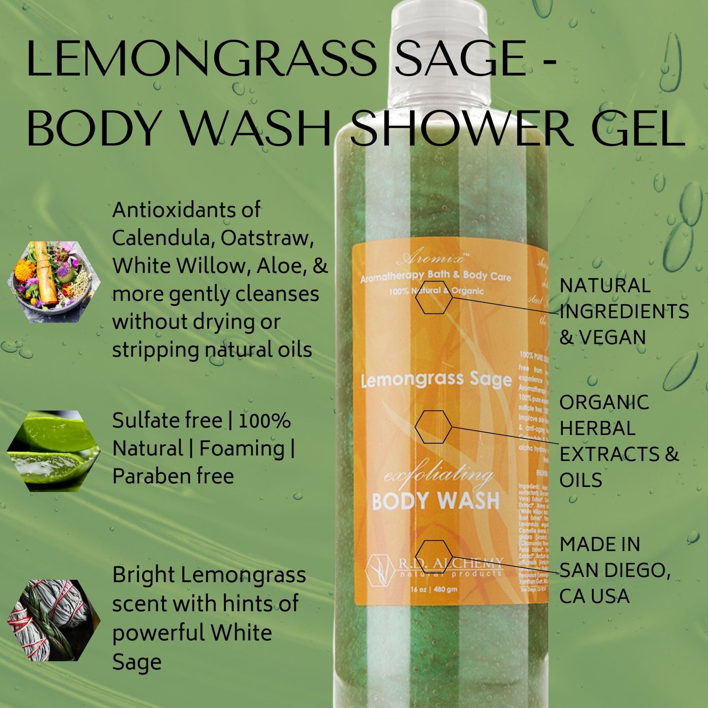 Lemongrass Sage Body Wash Shower Gel