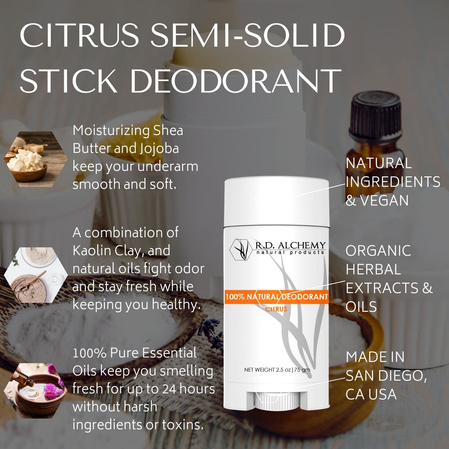 Citrus Semi-Solid Deodorant Stick