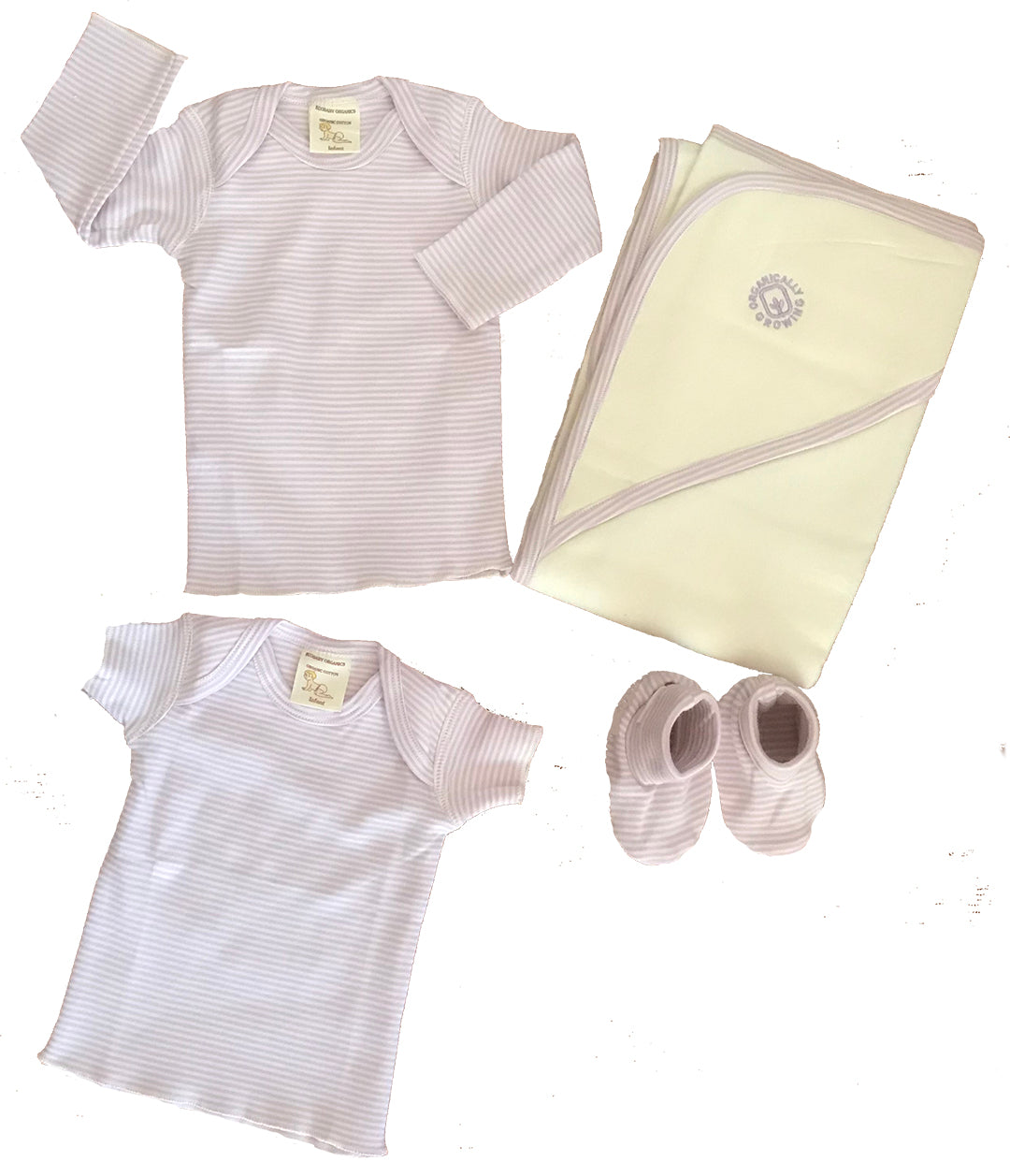 Organic Cotton Baby Set – Lavender Stripe Collection