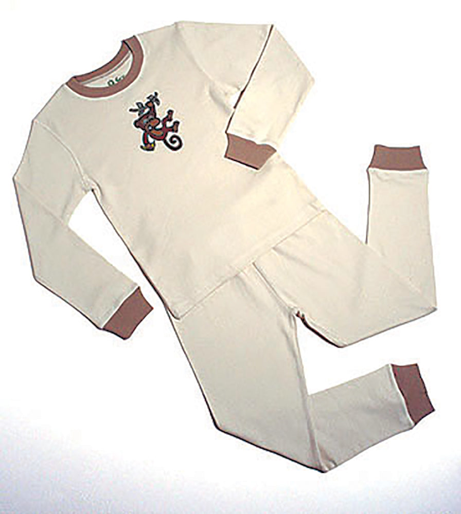Organic Cotton Long Johns – Monkey Print (6–12 Months)