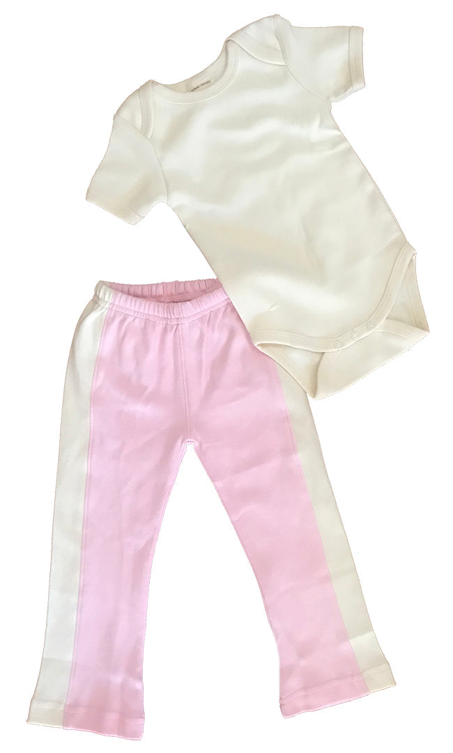 Organic Cotton Yoga Pant & Bodysuit Set – Pink (6–12 Months)