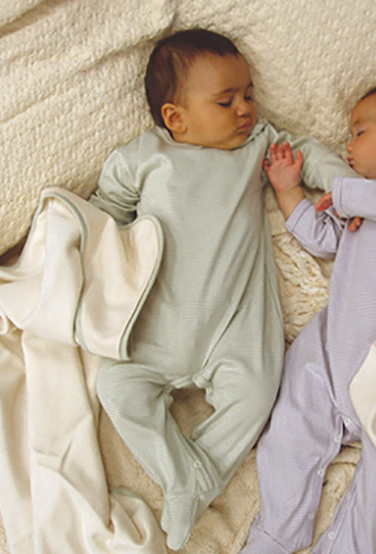Organic Cotton Footie – Sage Stripe or Natural