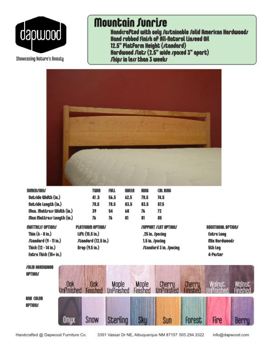 Mountain Twilight Organic Platform Bed Frame