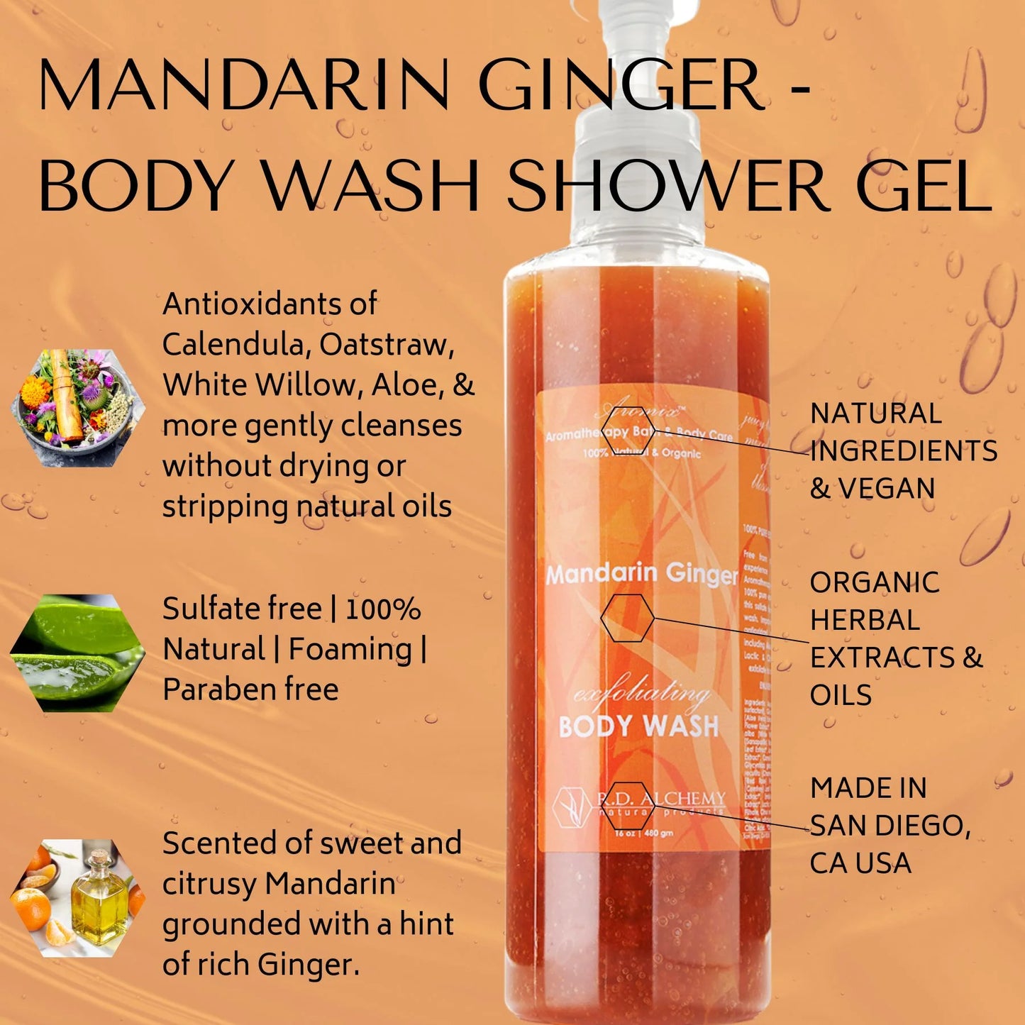 Mandarin Ginger Body Wash Shower Gel