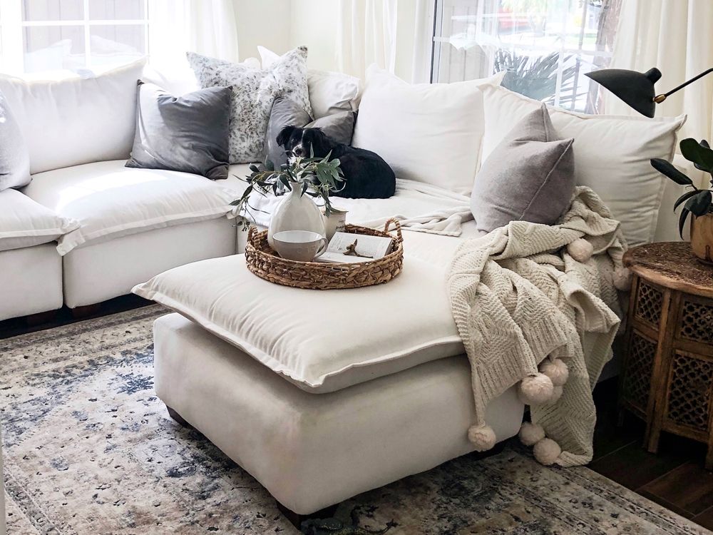 Ottoman - Natural/Certified Organic Modular Sofa Components