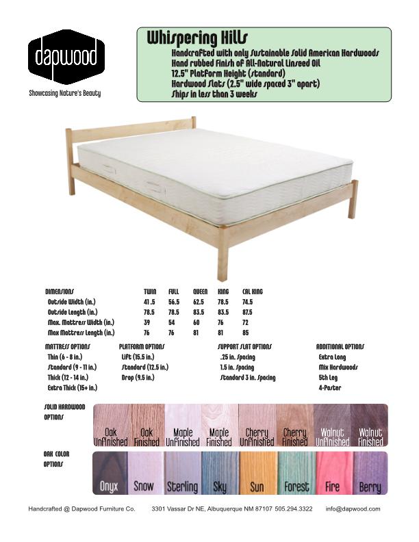 Whispering Hills Organic Wood Bed Frame