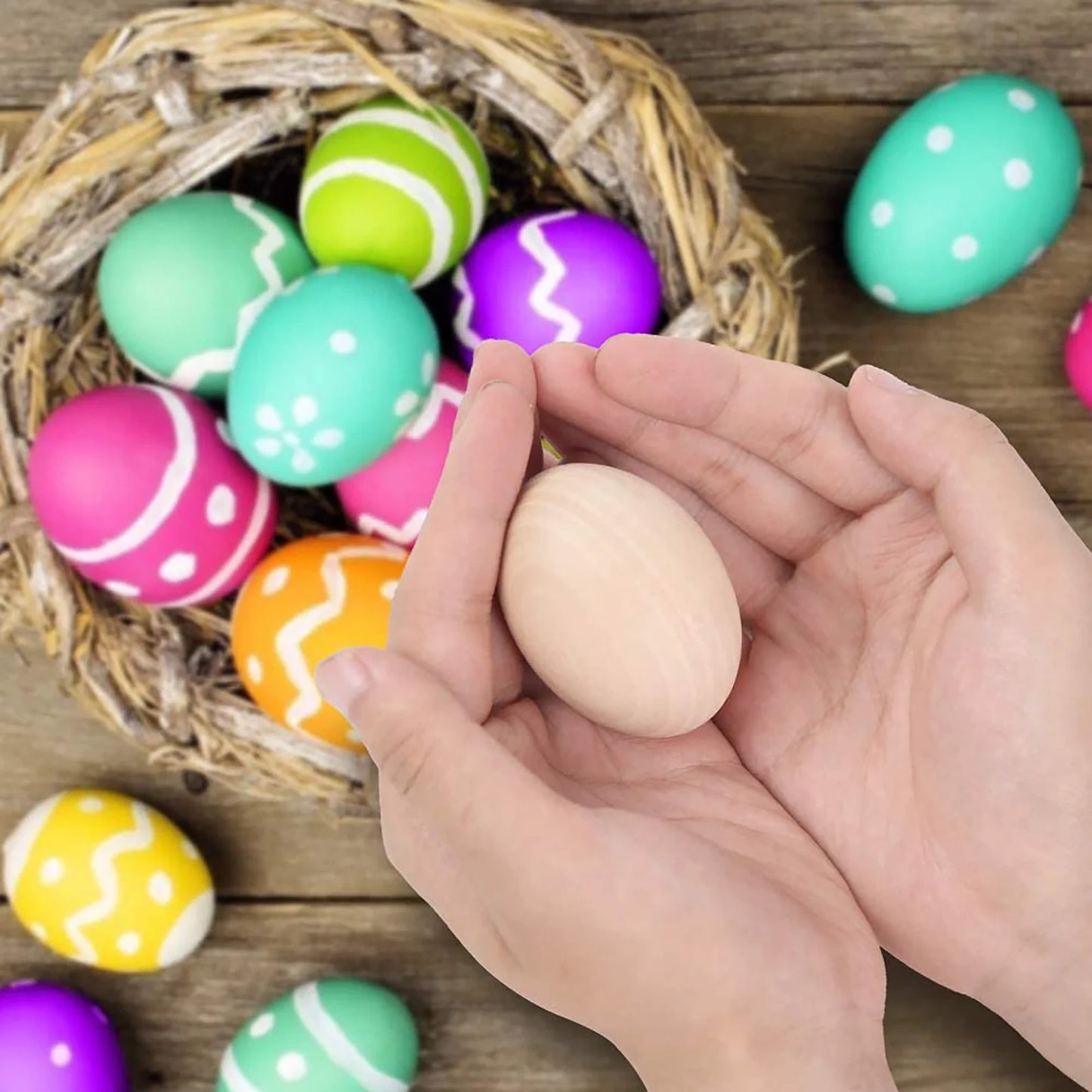 8-Piece Unpainted Wooden Eggs in Carton