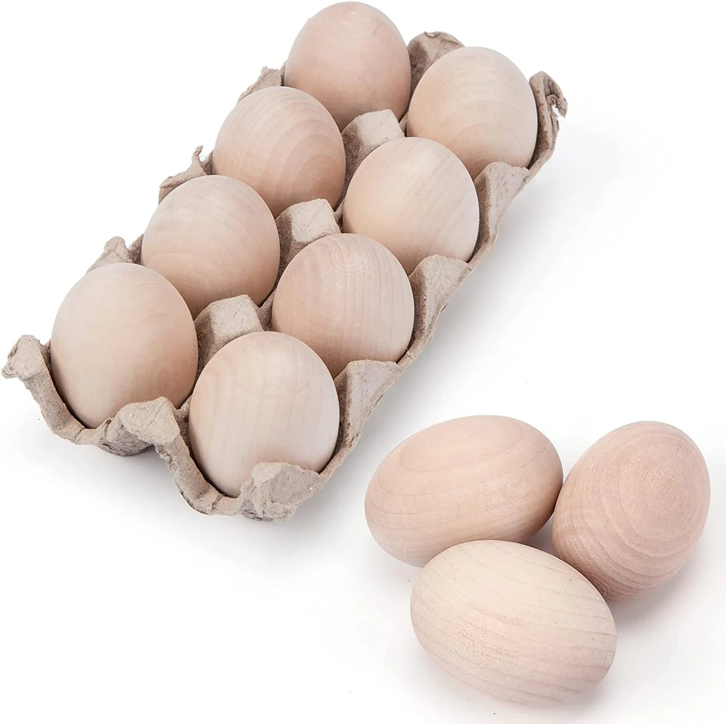 8-Piece Unpainted Wooden Eggs in Carton