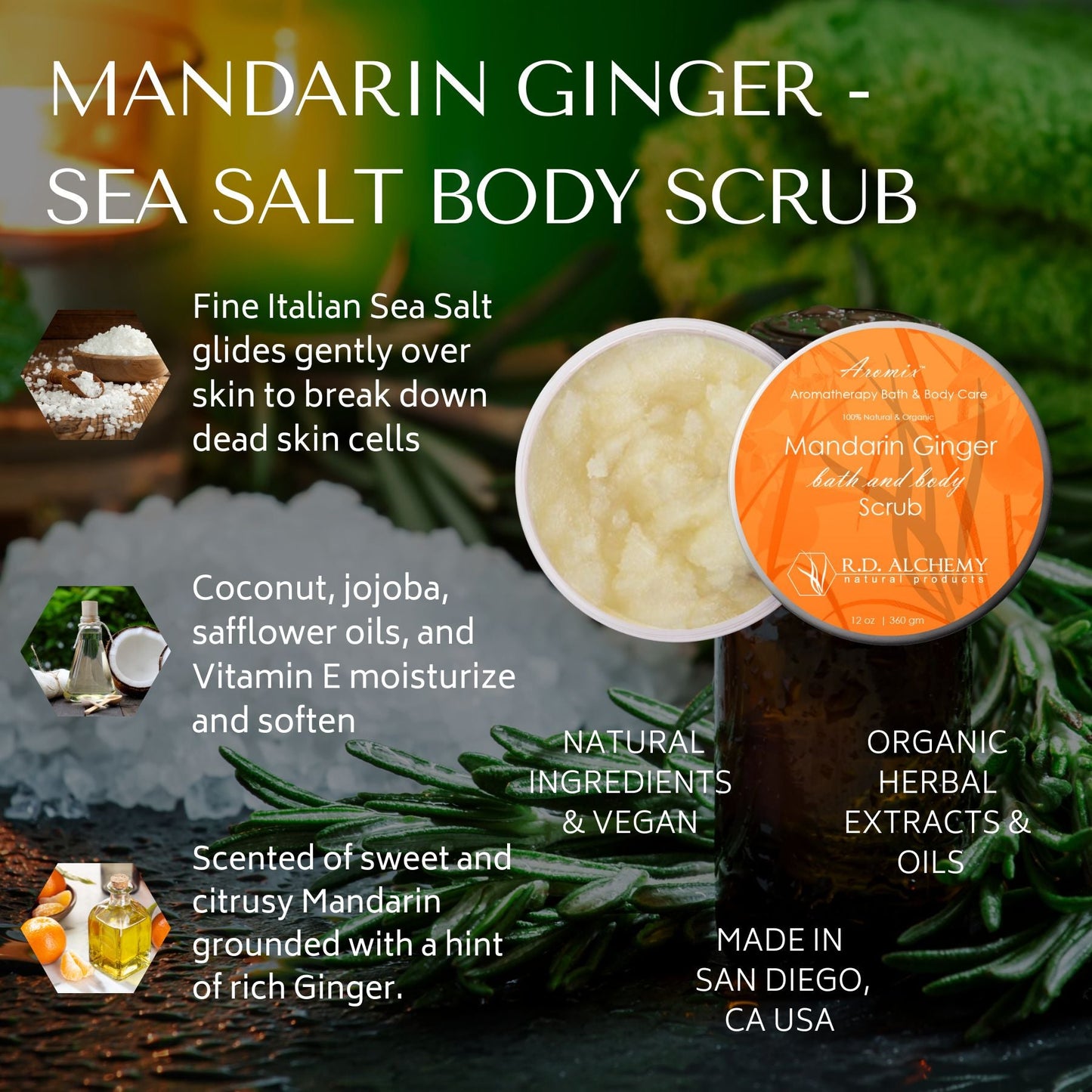 Mandarin Ginger Sea Salt Body Scrub