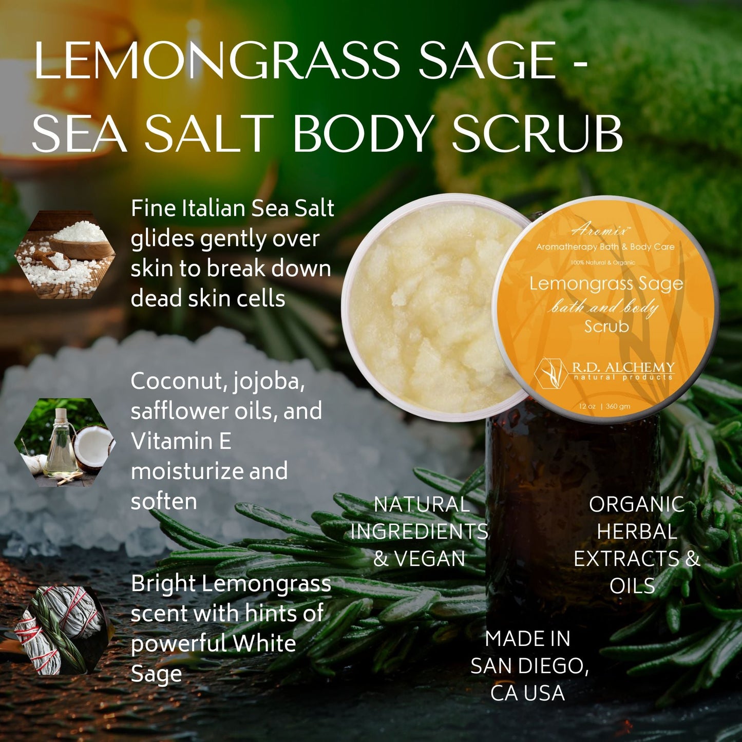 Lemongrass Sage Sea Salt Body Scrub