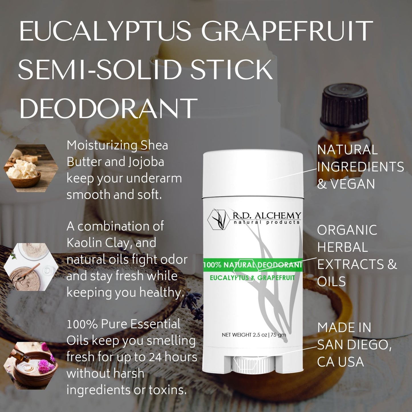 Eucalyptus Grapefruit Semi-Solid Stick Deodorant