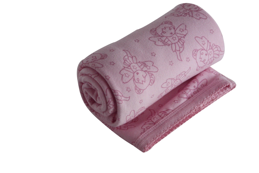 Organic Cotton Receiving Blanket – Fun Fairy Pink (Double Layer)