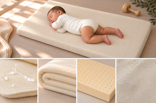 Organic Latex with EcoWool Top Baby Mattress in Moisture Resistant Wool & Cotton Cover for Bassinet, Changing Table & Custom Sizes