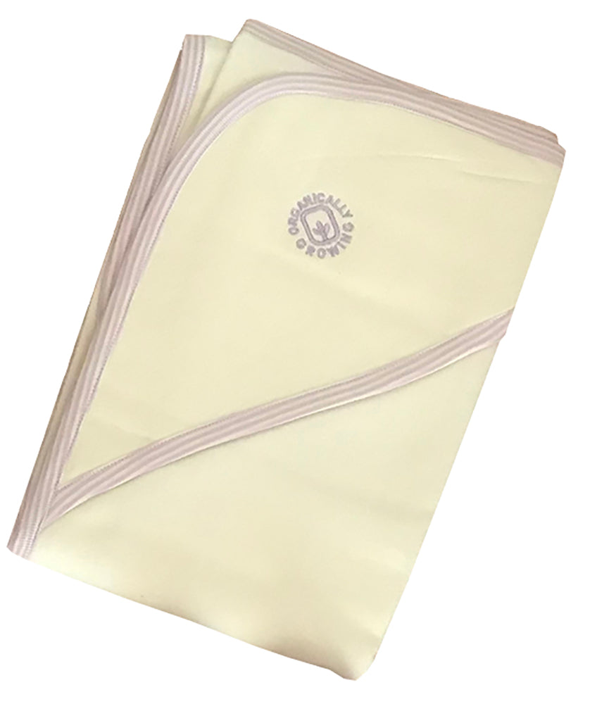Organic Cotton Hooded Towel – Lavender Stripe Trim