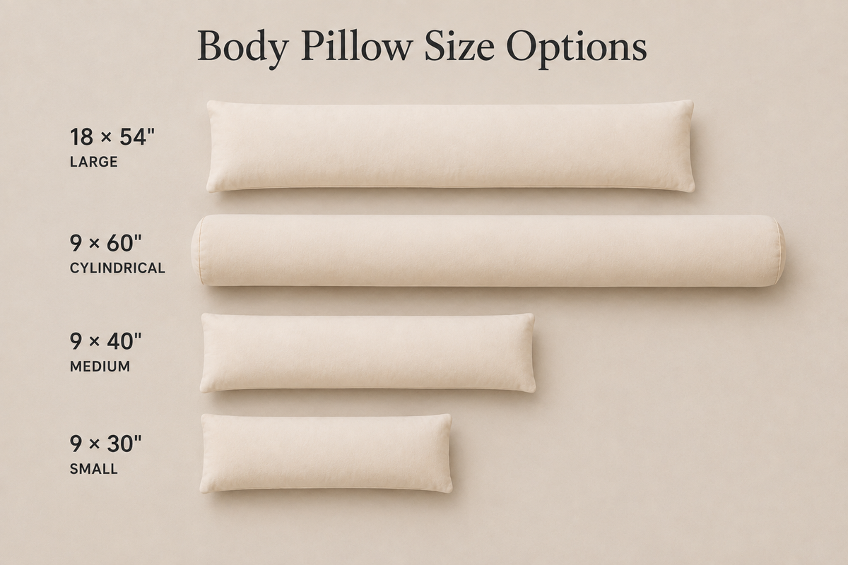 Moldable Natural Body Pillow - Kapok, Wool Down, or Shredded Latex