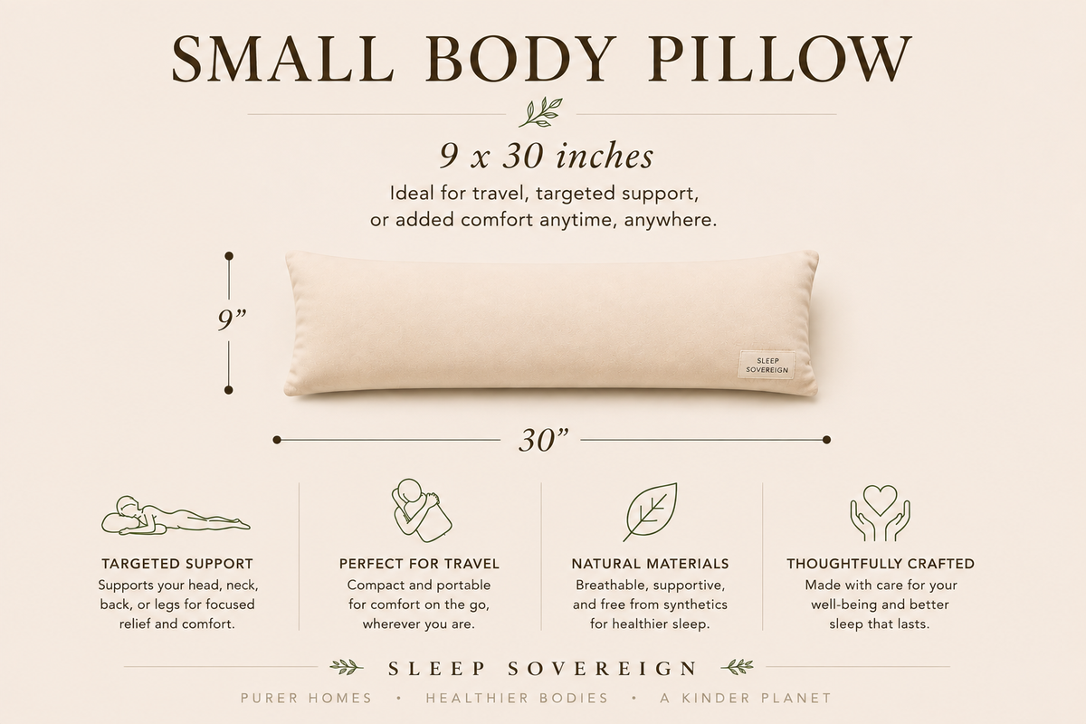 Moldable Natural Body Pillow - Kapok, Wool Down, or Shredded Latex