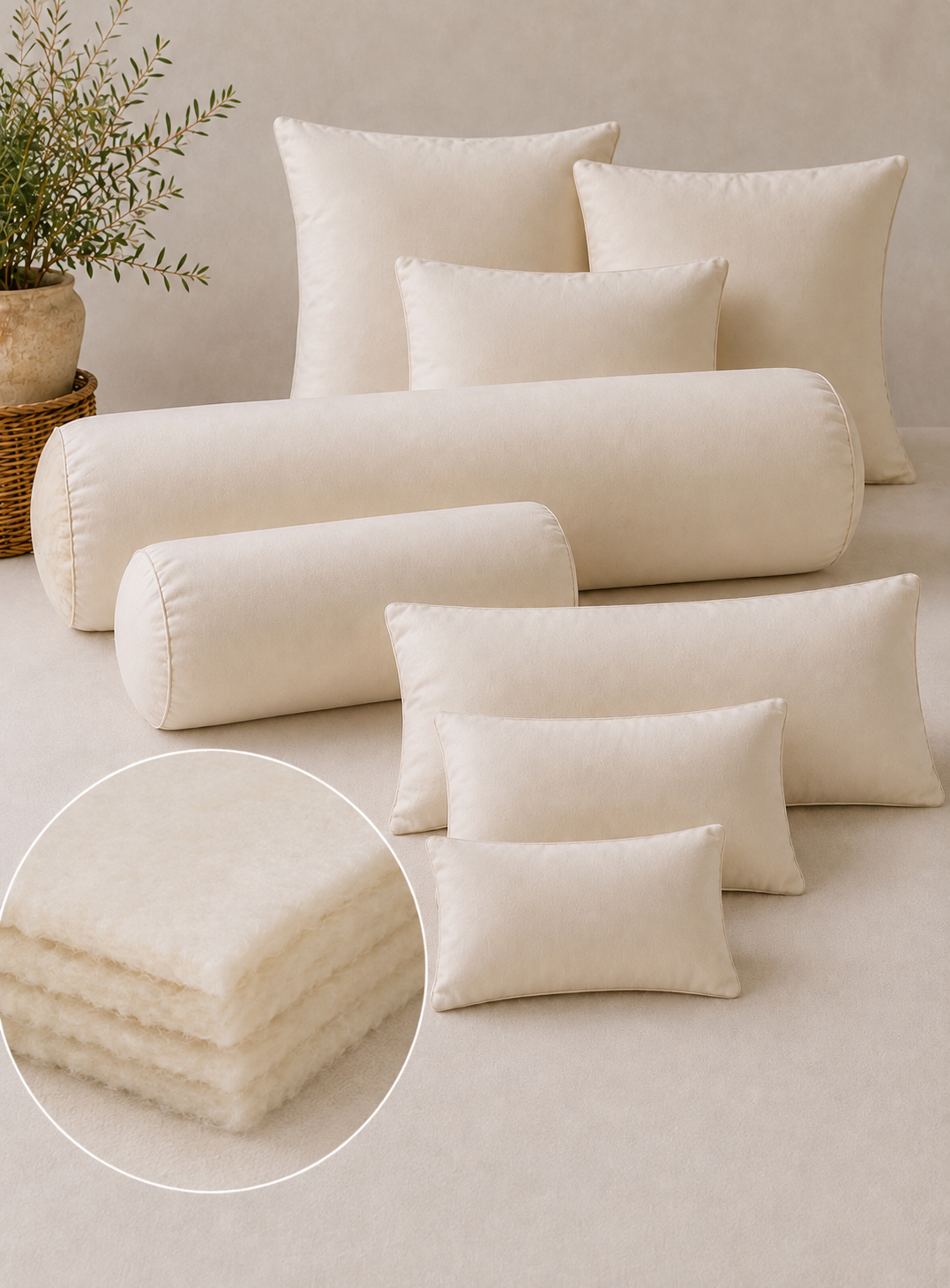 Natural Wool Pillow & Body Pillow – Supportive Wool Fill