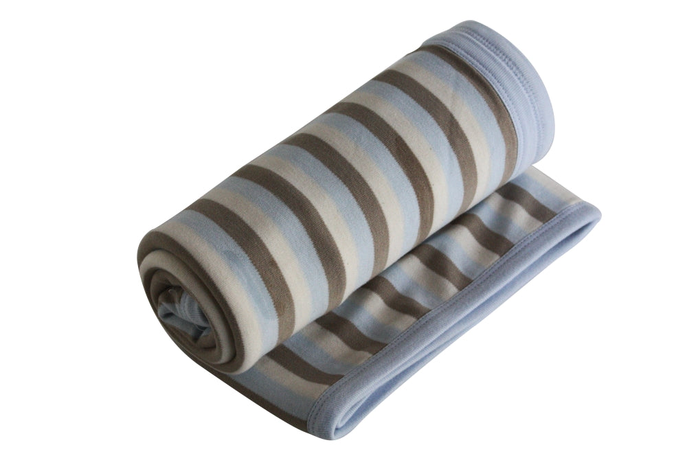 Organic Cotton Double Layer Receiving Blanket – Blue Stripe