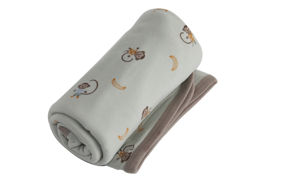 Organic Cotton Double Layer Receiving Blanket – Sage Monkey Print