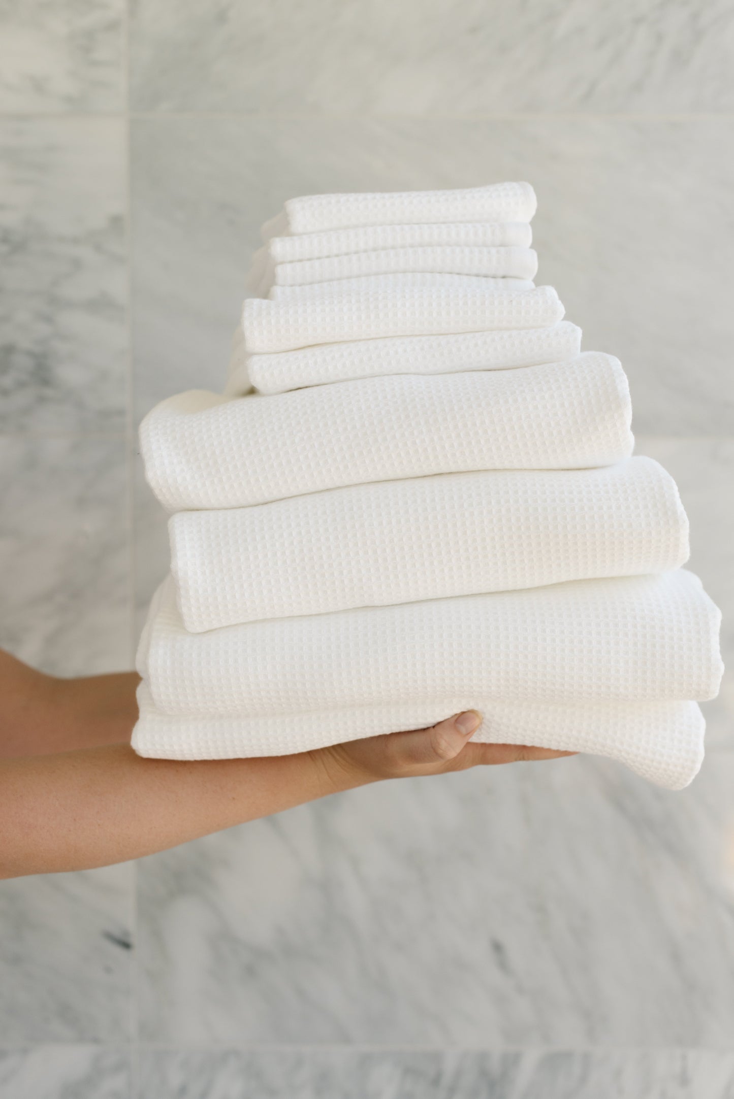 Cotton & Bamboo Waffle Bath Towel Bundle Complete Set