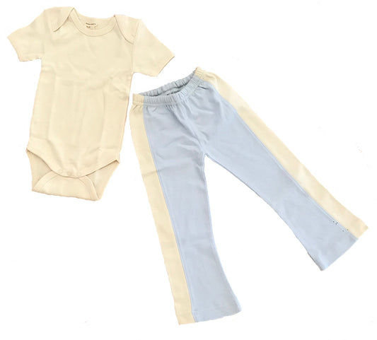 Organic Cotton Yoga Pant & Onesie Set – Blue (6–12 Months)
