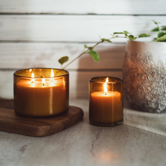 Botanical Beeswax Candle in Blown Glass