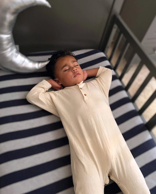 Organic Cotton Footie – Sage Stripe or Natural