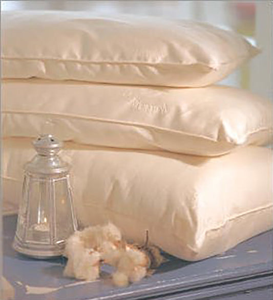 Regular Fill Kapok and Shredded Latex Filled Organic Cotton Pillows Zip Closure - Vegan with Organic Cotton Barrier Cover