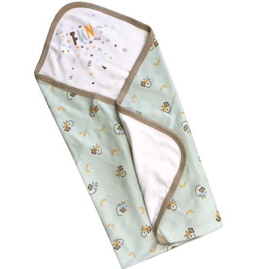 Organic Cotton Double Layer Receiving Blanket – Sage Monkey Print