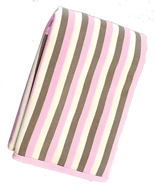 Organic Cotton Baby Blanket – Pink/Khaki/Natural Stripe