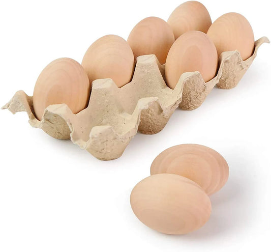 8-Piece Unpainted Wooden Eggs in Carton